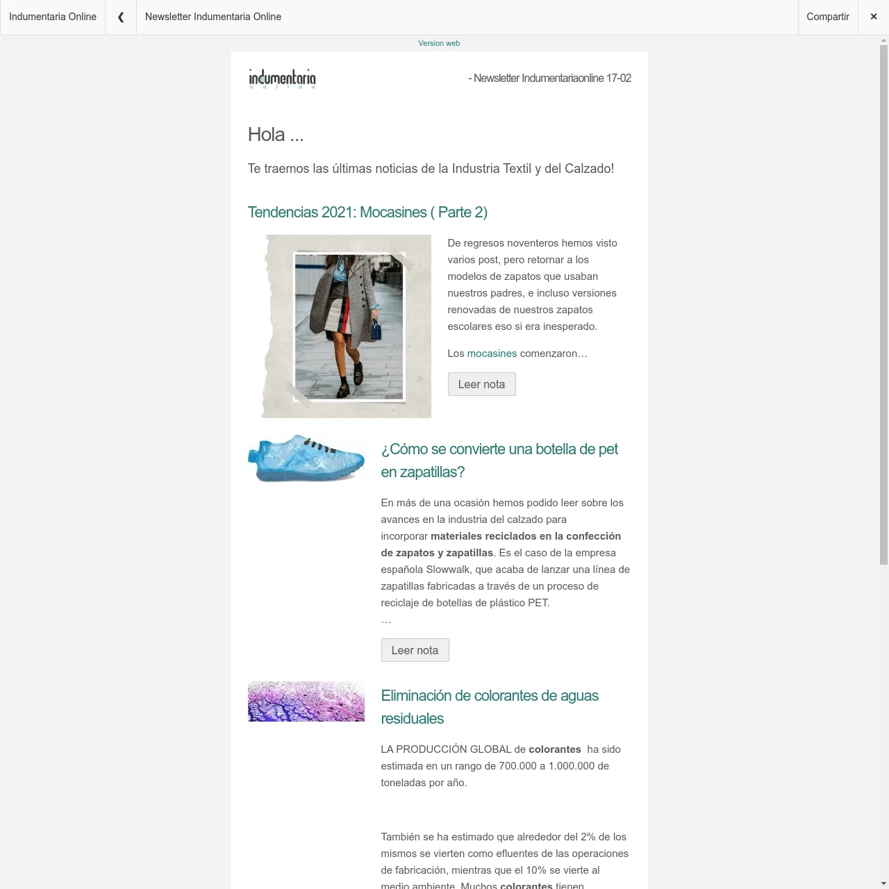 Newsletter Indumentaria Online 3 1 Newsletter Indumentariaonline / 3ª Semana De Febrero - Texil