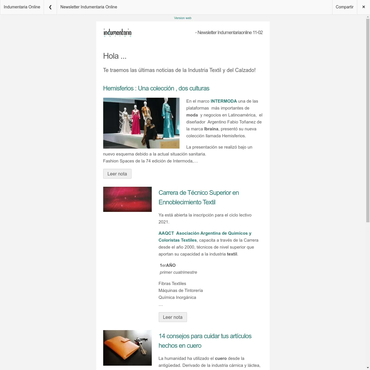 Newsletter Indumentaria Online 3 Newsletter Indumentariaonline / 2ª Semana De Febrero - Noticias Breves